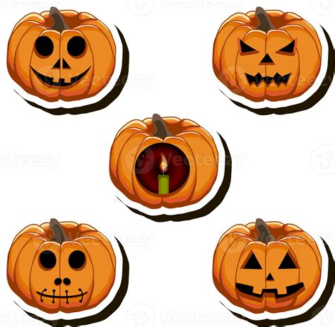 Illustration On Theme Sticker For Celebration Holiday Halloween With Orange Pumpkins 32512508 Png