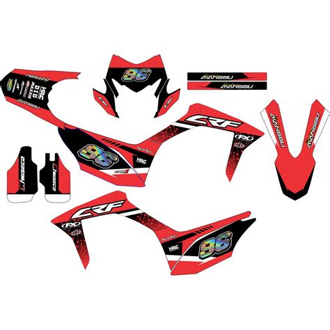 Jual Decal CRF Desain Terbaru Warna Merah Hitam Kombinasi Warna Pelangi