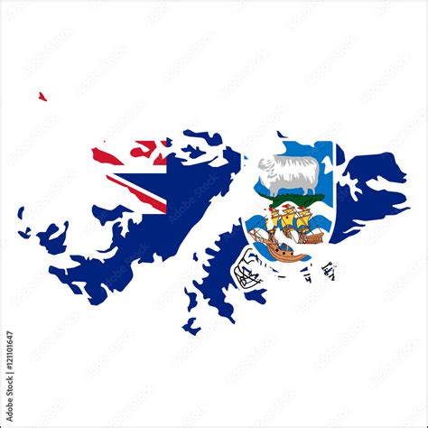 Falkland Islands Malvinas High Resolution Map With National Flag