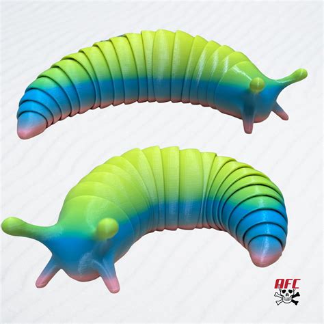 D Printed Slug Slug Fidget Rainbow Slug D Printed Toys