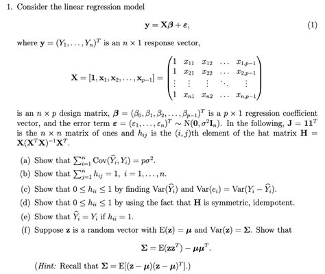 Solved 1 Consider The Linear Regression Model Y XB E Chegg