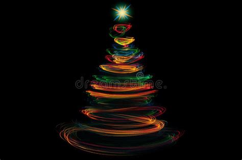 Colorful Christmas Tree Light Painting Stock Image - Image of forming ...