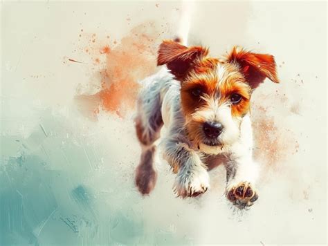 Una Pintura De Un Perro Corriendo En El Aire Foto Premium