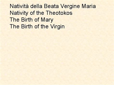 Nativit Della Beata Vergine Maria Nativity Of The