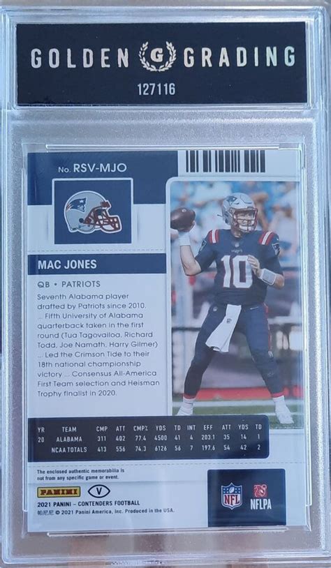 Mac Jones 2021 Panini Contenders Rookie Ticket Swatches Variation RSV