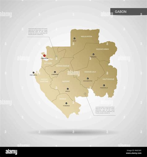 Gabón Mapa Vectorial Estilizados Infografía 3d Oro Ilustración Mapa