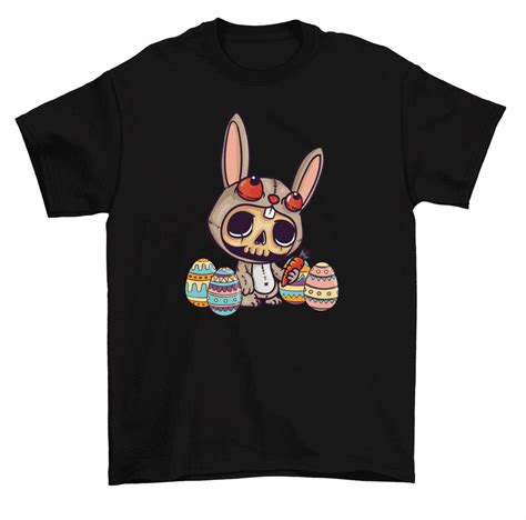 Skeleton Skull Bunny Rabbit Easter Eggs T Shirt Men Women