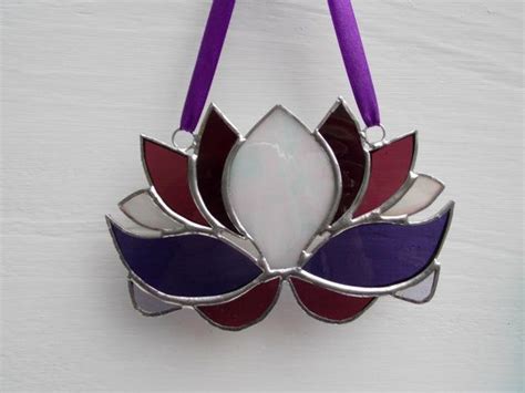 Stained Glass Lotus Flower Sun Catcherhanging Window Glass Etsy