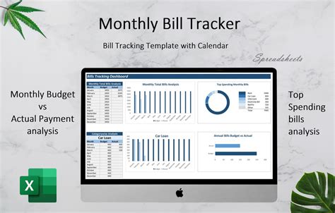 Bill Tracker Excel Template With Due Date Calendar Monthly Budget ...