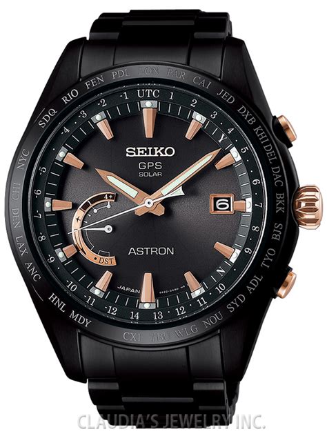 Seiko Astron Solar Gps Black Pvd Titanium Sse Claudias Jewelry Inc