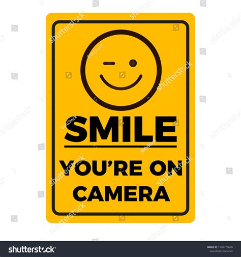 Smile Youre On Camera Sign Warning Stock Vector Royalty Free