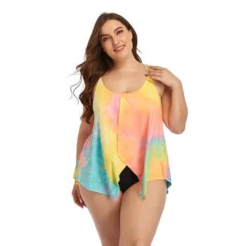 Womens Halter Swimdress Plus Size Two Piece Swimsuit Tankini Set Halter