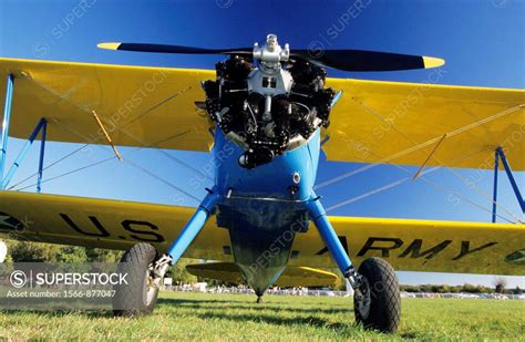 Old American Trainer Biplane Aircraft Boeing Pt Kaydet Stearman