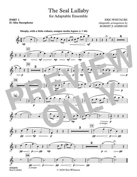 The Seal Lullaby For Flexible Wind Band Arr Robert J Ambrose Pt