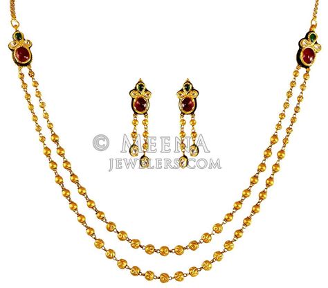 22k Gold Layered Antique Set Stan20509 22k Gold Antique Necklace