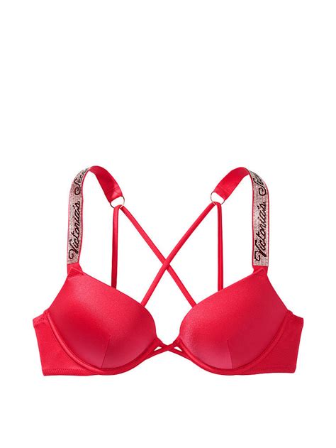 Victorias Secret Bombshell Shine Strap Bra Red 34dd Ebay