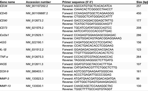 Primer Sequences For Reverse Transcription Polymerase Chain Reaction