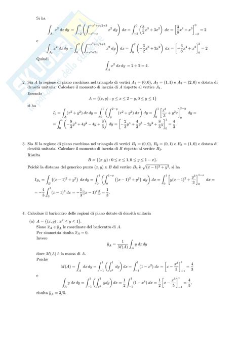 Analisi Matematica II Integrali Doppi Esercizi