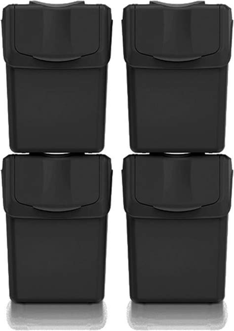 Lot De Poubelles Keden Sortibox Plastique Recycl Noir L