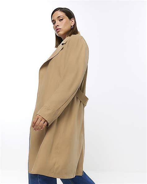 Plus Beige Longline Trench Coat River Island