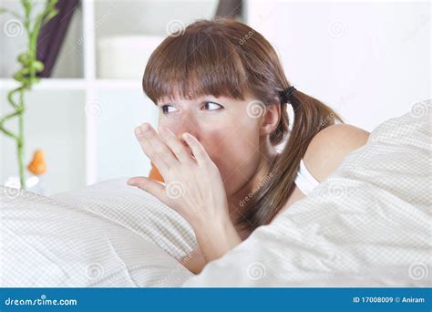 Yawning Woman In Bed Stock Image Image Of Sleeping Sofa 17008009