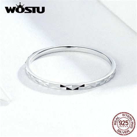 Cheap Wostu New Arrival Real Sterling Silver Minimalist Ring