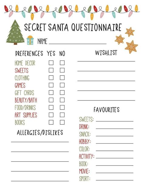 Secret Santa Questionnaire T Exchange Office Secret Santa