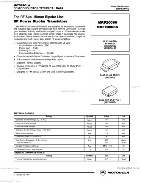 MRF20060S Transistors Datasheet Distributor Stock And Price