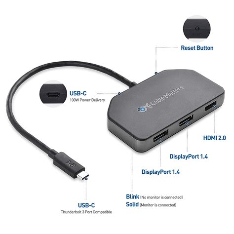 Cable Matters K Triple Display Usb C Hub With X Displayport Hdmi