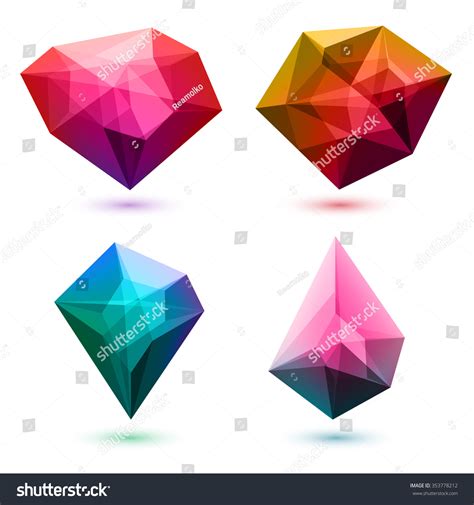 Colorful Abstract Glass Gemstones Crystals Set Stock Vector Royalty Free 353778212 Shutterstock