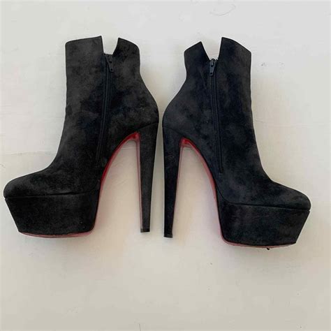 Christian Louboutin Black Suede Leather Fierce Platfo Gem