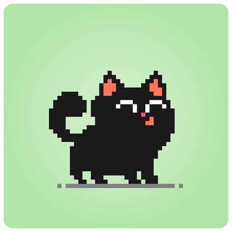 Premium Vector Pixel 8 Bit Black Cat Animals For Game Assets In