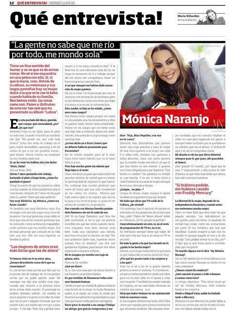 Entrevista A M Nica Naranjo En El Peri Dico Qu La Gente No Sabe