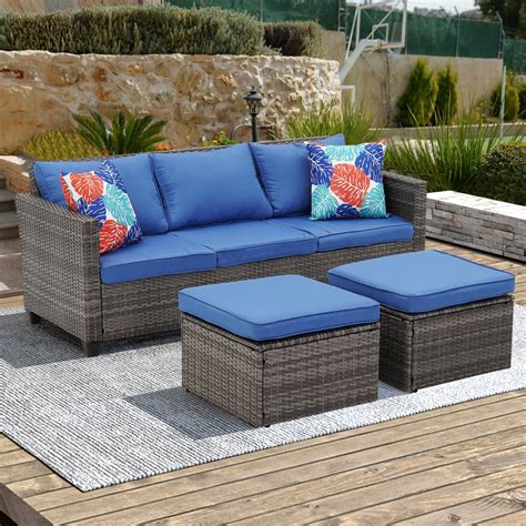 Ainfox Outdoor Patio Furniture Seating Set 3 Pieces Sectional