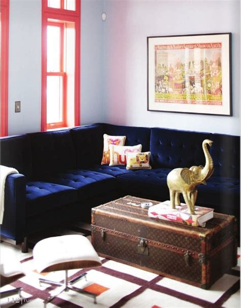 The Peak of Très Chic: Needing, Wanting, Loving: A Navy Velvet Sofa