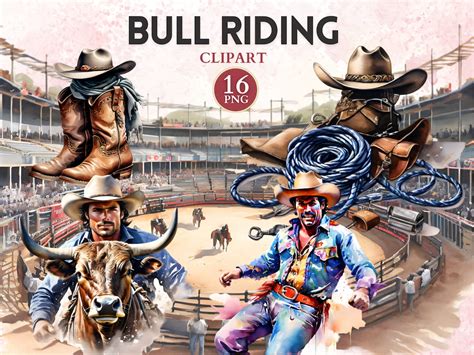 Bull Riding Clipart, Rodeo Clipart, Cowboy Vector, Bull Design, Western, Rodeo Graphics, Country ...