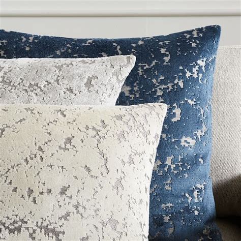 Jacquard Velvet Distressed Pillow Cover Regal Blue West Elm