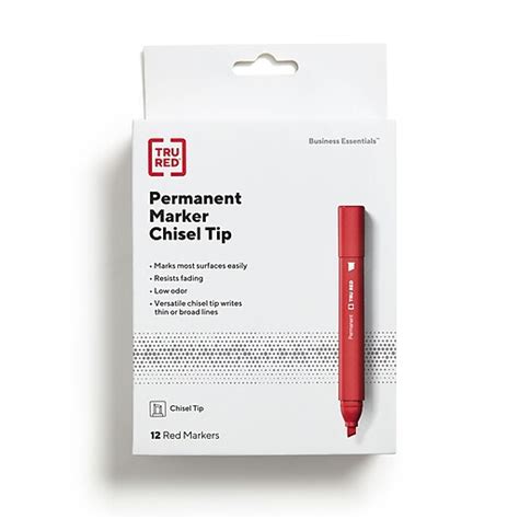 Tru Red™ Tank Permanent Markers Chisel Tip Red Dozen Tr54538 At