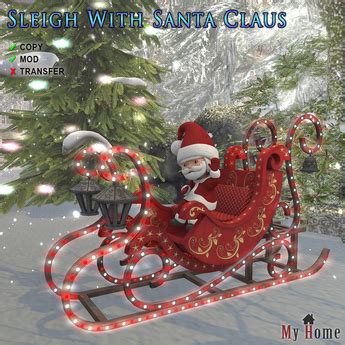 Second Life Marketplace - [My Home] Sleigh With Santa Claus