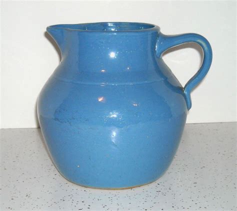 Handcrafted Blue Stoneware Water Pitcher