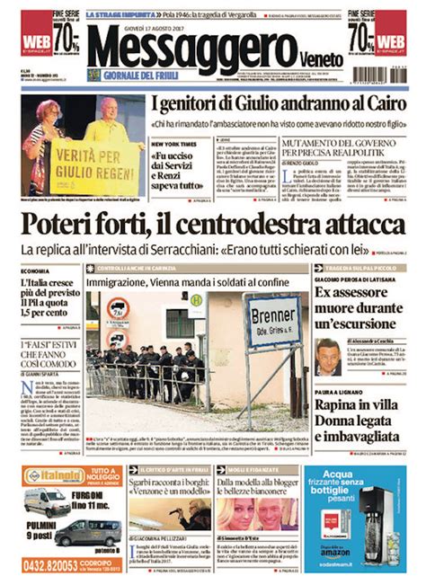 Le prime pagine di giovedì 17 agosto 2017 Il Post