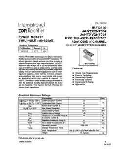 Irfg110 PDF Datasheet ALL TRANSISTORS DATASHEET POWER MOSFET IGBT