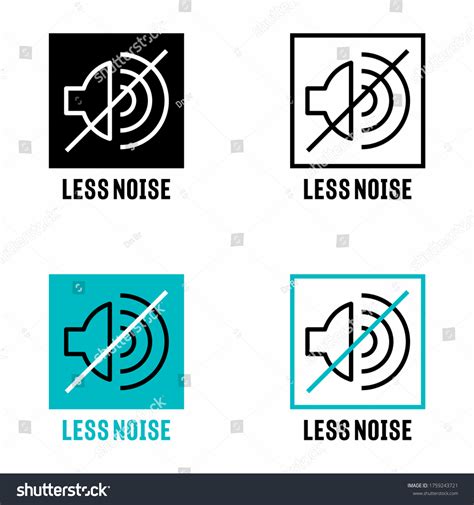 noise sound reduction information sign stock vector royalty