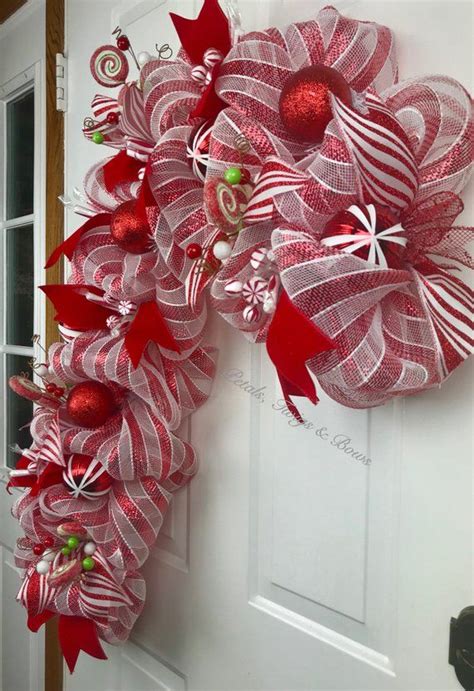 Candy Cane Wreath Candy Deco Mesh Candy Cane Christmas Etsy Deco