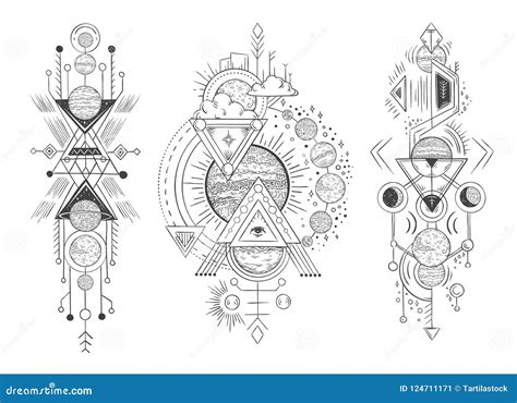 Solar System Planet Sketch Parade Of Planets Moon Phases And Hand Drawn Astrology