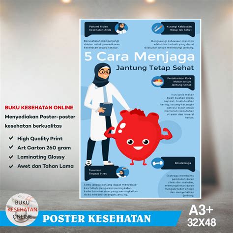 Poster Kesehatan Cara Menjaga Jantung Tetap Sehat Laminating