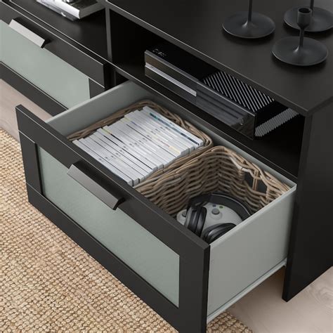 Brimnes Tv Storage Combination Glass Doors Black 320x41x190 Cm 126x161 8x743 4 Ikea Ca