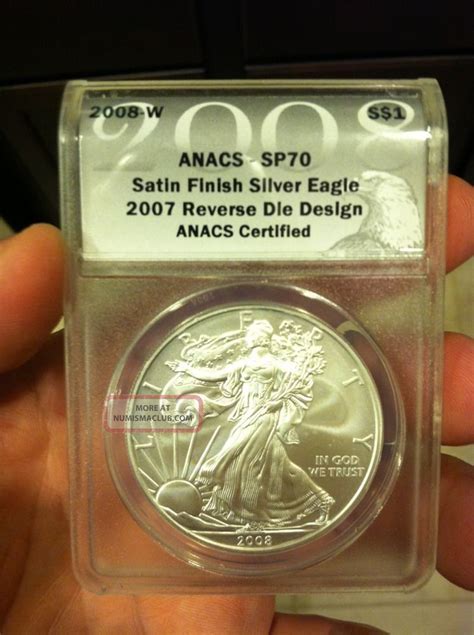 W Silver Eagle Reverse Of U Satin Finish Anacs Sp Ms