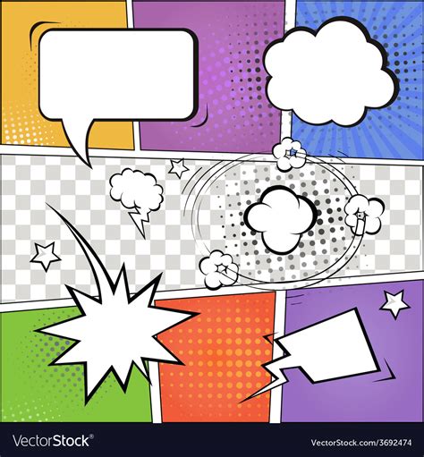 Comic Speech Bubbles And Strip On Colorful Vector Image