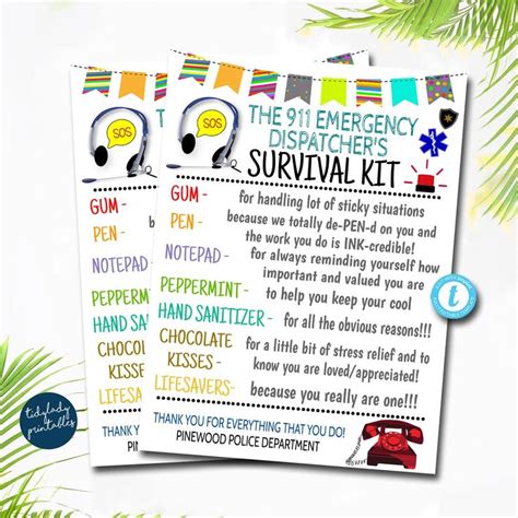 Emergency Dispatcher Survival Kit Tags Unique Gift Present Funny